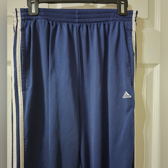 Vintage Y2K Adidas 3 Stripe Snap Breakaway Thick Knit Track Pants, Unisex, EUC! - Picture 2 of 11